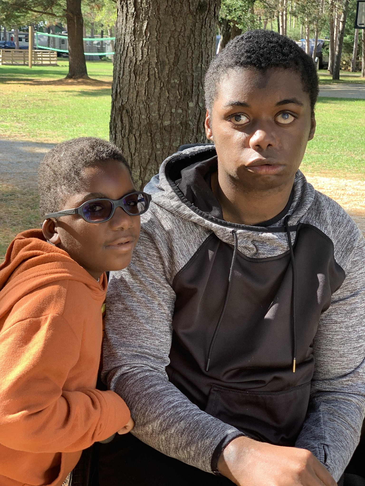 Moise and Kruz having fun at the park